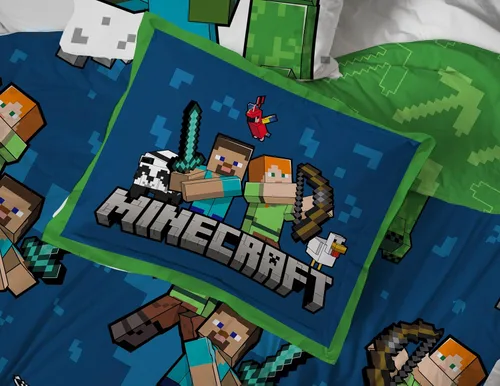 Miniatura 6 de Jay Franco Juego de edredón Minecraft Individual de 5 piezas - Incluye juego de sábanas y fundas de almohada - Ropa de cama para niños súper suave