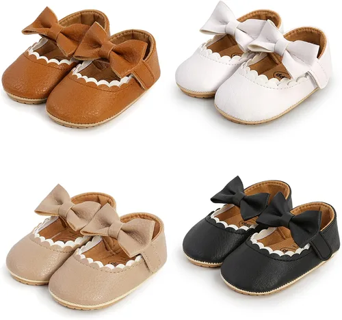Miniatura 6 de RVROVIC Zapatos de bebé para niñas suela suave zapatos planos Mary Jane vestidos de princesa zapatos de poliuretano lindo lazo precaminante