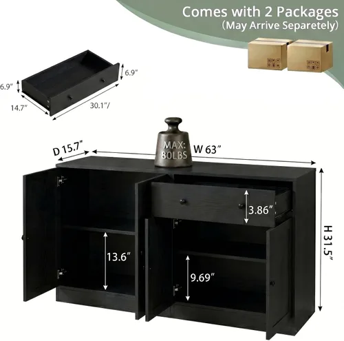 Miniatura 2 de TUSY Soporte de TV para TV de 65 pulgadas, moderno centro de entretenimiento para sala de estar, consola multimedia de 63 pulgadas