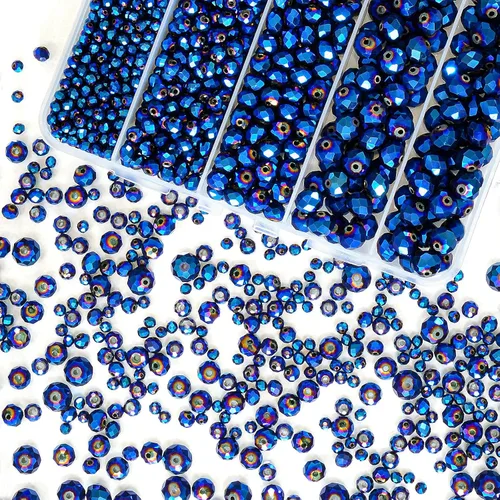 Miniatura 62 de 800 cuentas redondas de cristal de 0.236/0.396/0.394 pulgadas para joyas de bricolaje, ideales para pulseras, collares, colgantes y proyectos