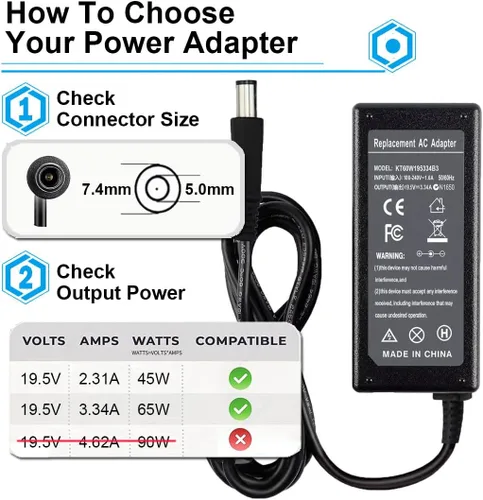 Miniatura 3 de Cargador adaptador de CA PA-12 de 19.5V 3.34A 65W para Dell Latitude 5400 7490 7400 7480 5500 3190 E5470 E7450 E6430 5480 Inspiron M5030 M5040 N442