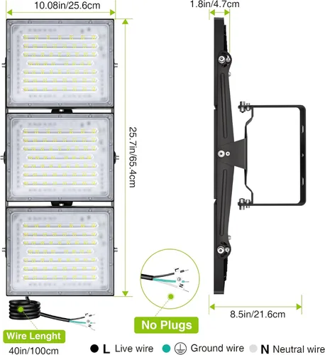 Miniatura 31 de STASUN - Luz de inundación LED para exteriores, 150 W, 15000 lúmenes, 6000 K, luz blanca IP66, impermeable, luz de estacionamiento comercial, 3