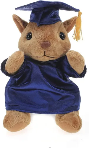 Miniatura 14 de Plushland Juguetes de peluche de ardilla, regalos para el día de graduación, texto personalizado, nombre o logotipo de tu escuela en el vestido, lo