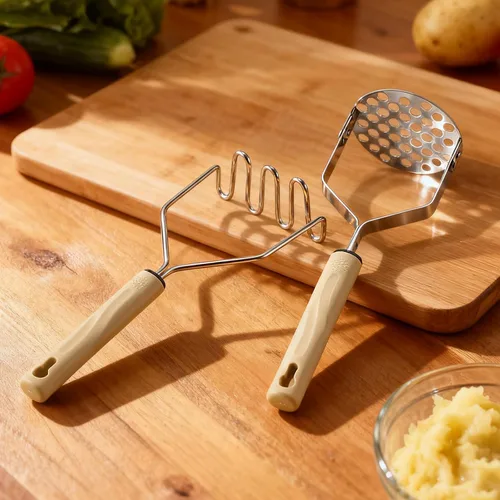 Miniatura 2 de Triturador de patatas de acero inoxidable, 2 piezas de puré de papas resistente, herramienta de cocina y trituradora de alimentos para papas