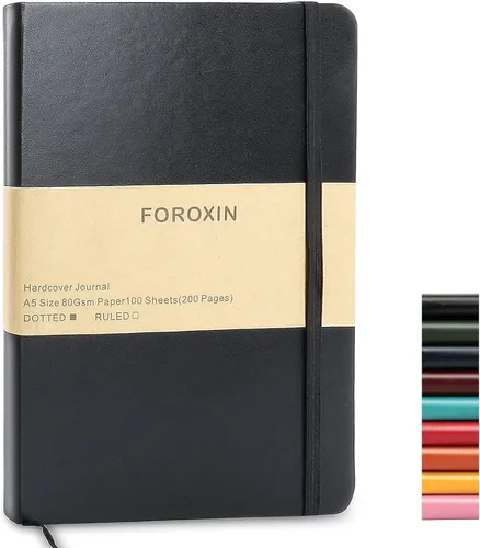 Miniatura 34 de Cuaderno de diario en blanco, negro, 160 páginas, tamaño mediano de 8.3 x 5.7 pulgadas, papel grueso de 3.53 oz/m², tapa dura
