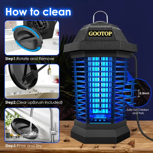 Miniatura 7 de GOOTOP Extractor de Insectos para Exteriores, Extractor de Mosquitos, Enchufe de 3 Puntas Eléctrico Matamoscas, Mata Mosquitos, Trampas para Moscas
