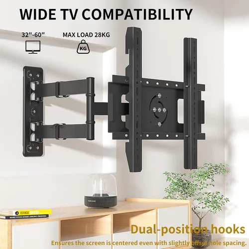 Miniatura 4 de Soporte vertical de pared para TV de 32 a 60 pulgadas, soporte de TV de movimiento completo con rotación vertical de 90°, inclinación giratoria
