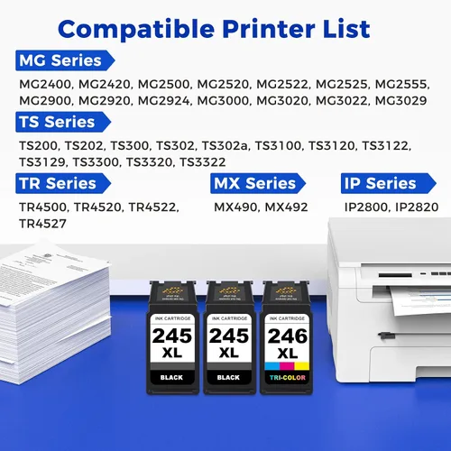 Miniatura 2 de MEGAIN Cartucho de tinta de repuesto 246XL para Canon CL246 246 XL CL246XL para Canon PIXMA MG2525 MG3022 MX490 TS202 TS3322 TR4520 TS302 TR4527