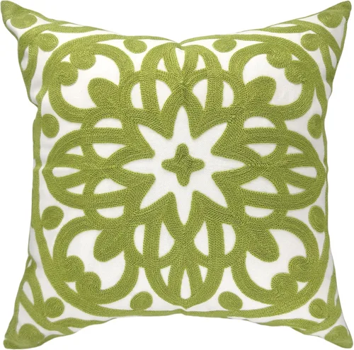 Alysheer Funda de cojín decorativo bordada de 20 x 20 pulgadas, patrón de bordado grueso moderno de mandala bohemio, funda de cojín de lona de Verde