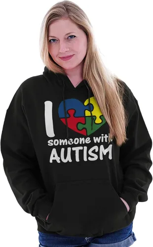 Miniatura 5 de Brisco Brands I Love Someone with Autism Puzzle Sudadera con capucha para mujeres y hombres
