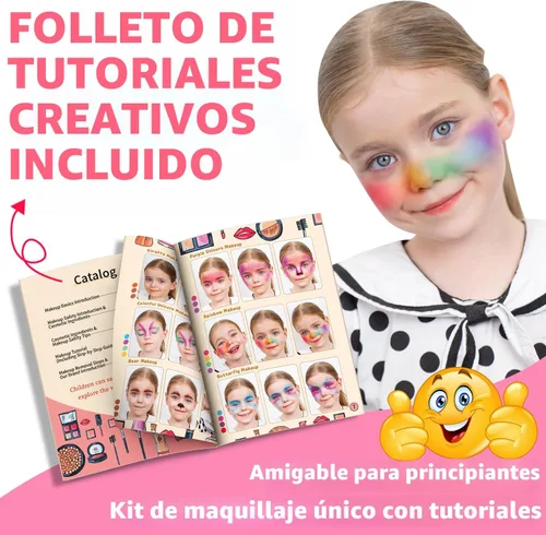 Miniatura 4 de Hollyhi Kit de Maquillaje de 58 Piezas para Niñas, Juguetes de Princesa, Set de Cosméticos Reales Lavables con Espejo, Sets de Maquillaje