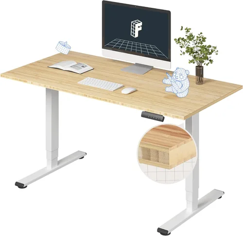 Miniatura 34 de FlexiSpot E6 Bamboo - Escritorio eléctrico de pie de 3 etapas con motor dual de 48 x 24 pulgadas, soporta 220 libras, altura ajustable con ajustes
