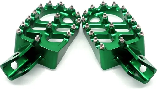 Miniatura 6 de MZS Estriberas para Dirt Bike, Estriberas CNC Motocross KLX 110 Reposapiés MX Pedal de Descanso Verde Compatible con KLX110 2002-2024 / KLX110L