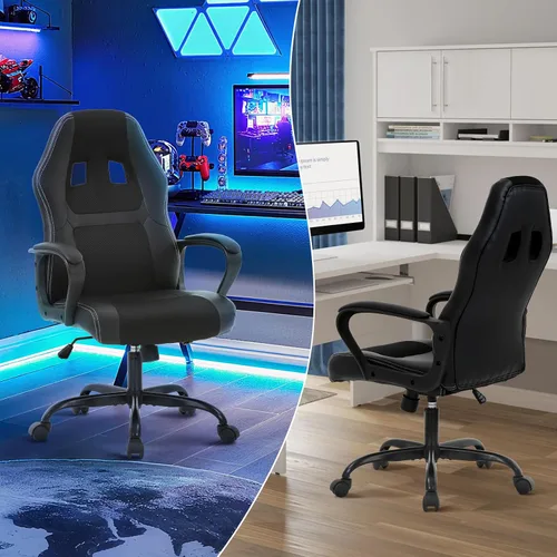 Miniatura 7 de Silla de juegos Silla de computadora de piel sintética con soporte lumbar Sillas de juego de altura ajustable Sillas de escritorio ergonómicas