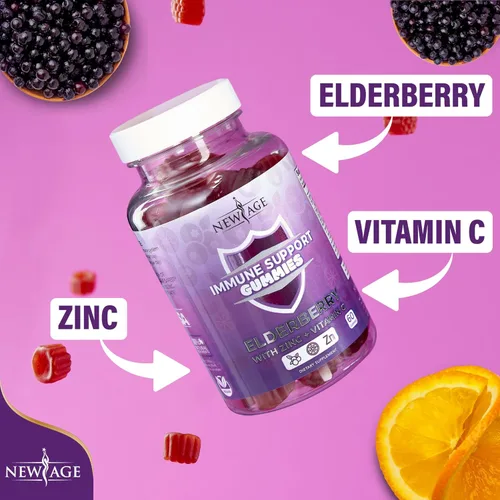 Miniatura 7 de NEW AGE Gomitas de apoyo al sistema inmunológico, gomitas Sambucus Black Elderberry con vitamina C y zinc (120 unidades (paquete de 2))
