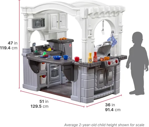 Miniatura 13 de Step2 Grand Walk-in - Juego de cocina y parrilla para niños, cocineta para interiores y exteriores, juego interactivo con luces y sonidos, plástico