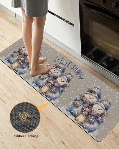 Miniatura 3 de Tapete de baño de muñeco de nieve gris para bañera, antideslizante, de secado rápido y absorbente, tierra de diatomeas, fregadero, dormitorio