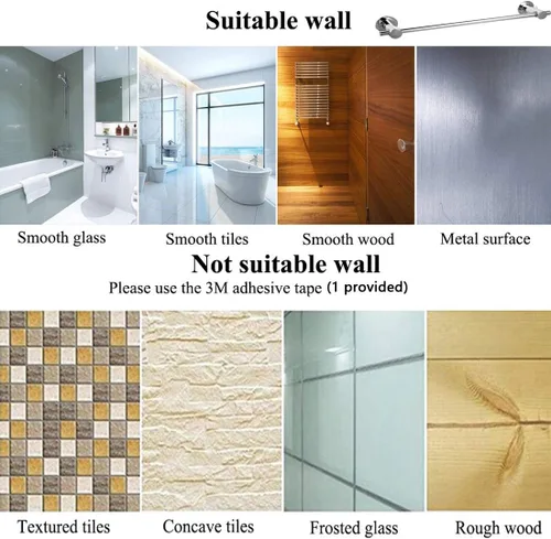 Miniatura 7 de JiePai Toallero con ventosa de 24 pulgadas, Toallero de succión al vacío moderno y removible para puerta de baño, Soporte de toalla adhesivo