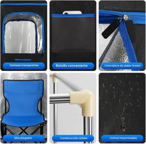 Miniatura 4 de X-Vcak Sauna para 2 personas, sauna portátil con 5 capas impermeables, tienda de campaña de sauna de vapor portátil con 2 vapores, 2 sillas