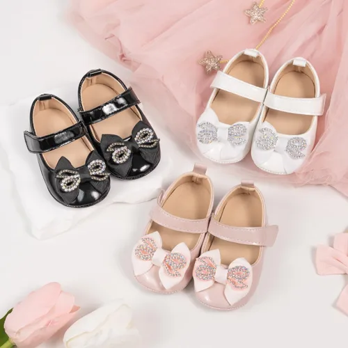 Miniatura 2 de Zapatos planos Mary Jane para bebés y niñas, suela de goma antideslizante con Bownot para primeros pasos, zapatos de vestir de boda de princesa
