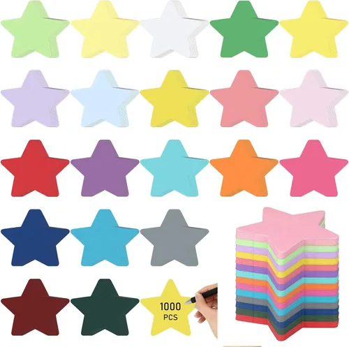 Honoson 1000 piezas de papel de estrella de 3.9 pulgadas de colores surtidos de estrellas en forma de estrella, papel troquelado en forma de