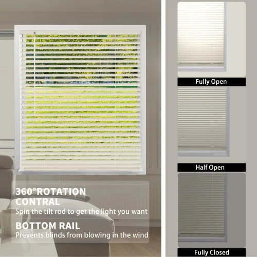Miniatura 5 de Minipersianas de aluminio para ventanas sin cordones, persianas horizontales para ventanas para ajuste de luz, persianas venecianas de metal