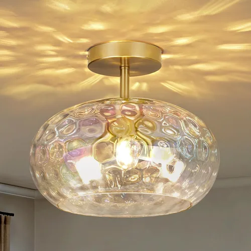 Miniatura 13 de Lámpara de techo de vidrio de leche blanca, iluminación de montaje al ras de 13.8 pulgadas para dormitorio, pasillo, cocina y comedor, diseño