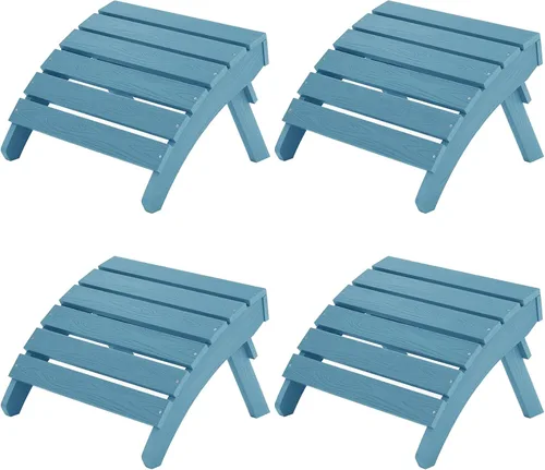 Miniatura 18 de MXIMU Taburete otomano plegable Adirondack para exteriores: Taburete de plástico HIPS para patio, fácil montaje, reposapiés para todo tipo de clima