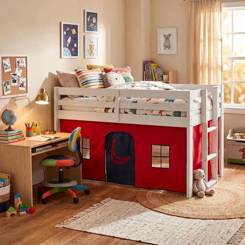 Miniatura 23 de Alaterre Furniture Jasper - Cama tipo loft junior individual, marco gris paloma y fondo de camuflaje gris
