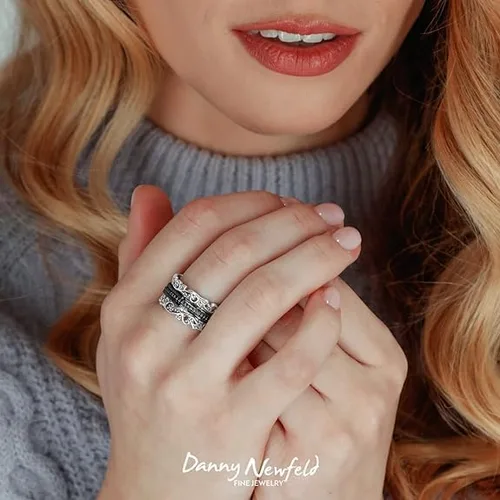 Miniatura 2 de Paz Creations - Anillo giratorio de plata de ley 925 hecho a mano, hipoalergénico, sin níquel ni plomo, fabricado en Israel, plata, oro amarillo