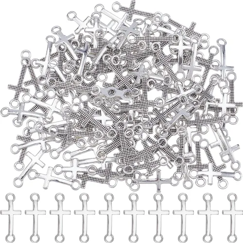 Miniatura 10 de SUNNYCLUE 1 caja de 50 dijes de cruz estilo tibetano plata antigua bronce rosa cruz encanto a granel Pascua vacaciones cruz crucifijo forma pequeños