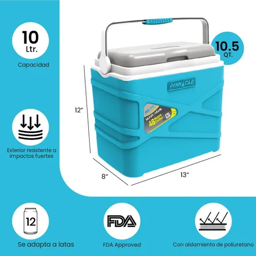 Miniatura 3 de Pinnacle Lonchera térmica térmica de 10 litros – Enfriador duro portátil para campamento/picnic – Coolbox se mantiene fresco durante 48 horas.