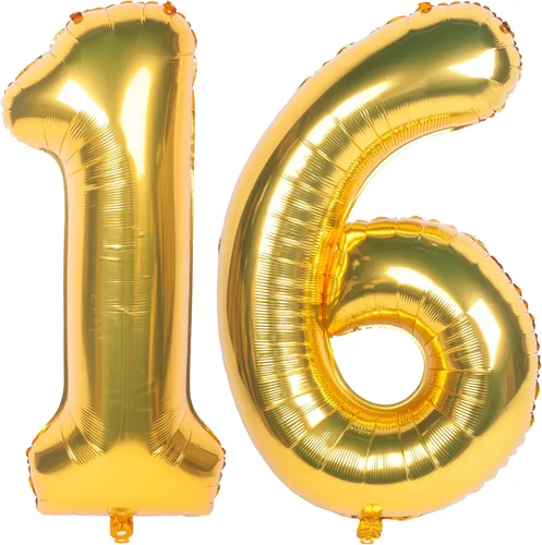 Miniatura 63 de Globos de helio de 40 pulgadas con dígitos dorados para fiesta de cumpleaños., Número 0, 40 pulgadas, número 0 oro 7