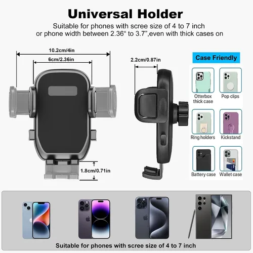 Miniatura 7 de Soporte para teléfono de portavasos, 2 en 1, expansor universal de portavasos con brazo largo, rotación de 360°, soporte para teléfono de portavasos