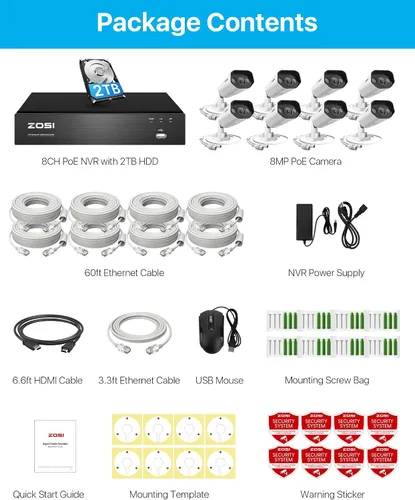Miniatura 9 de ZOSI Sistema de cámara de seguridad PoE con reflector 4K de 8 canales, 8 cámaras IP para exteriores e interiores de 8 MP/4K, detección