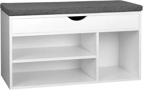 WelFurGeer Banco de zapatos con almacenamiento, banco de almacenamiento de zapatos blanco, banco de entrada con almacenamiento, banco de