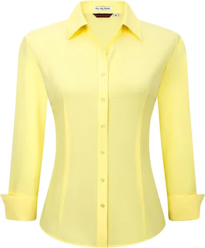 Miniatura 17 de Alex Vando Camisas de vestir para mujer, sin arrugas, ajuste regular, manga larga, elástica, camisa de trabajo