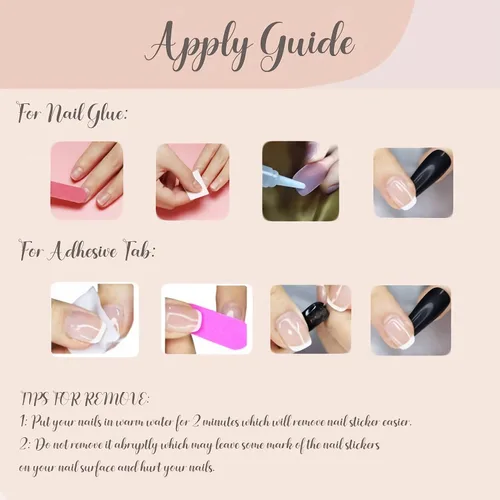 Miniatura 6 de BABALAL Uñas postizas a presión de almendra, uñas postizas de longitud media, uñas acrílicas brillantes, color azul, francesas, con pegamento, 24