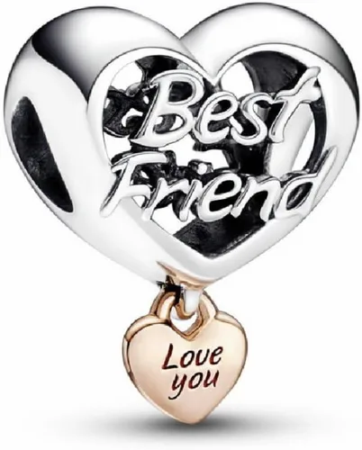 Pandora Love You Best Friend - Pulsera con dije de corazón para momentos – Impresionante joyería para mujer – Regalo para mujeres en tu vida – Hecho