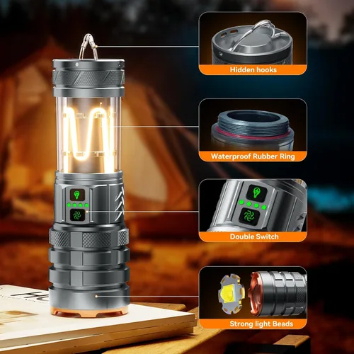 Miniatura 7 de Linternas de camping ADDplus, linterna recargable súper brillante de 90000 lúmenes y 5000mAh con 11 modos, linterna LED ajustable impermeable