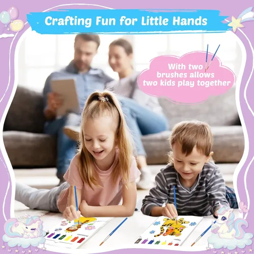 Miniatura 7 de Sets de pinturas acuarela para niños: 2 paquetes de libro para colorear con pintura de agua para niños de 4 a 8 años, kits de papel para dibujar sin