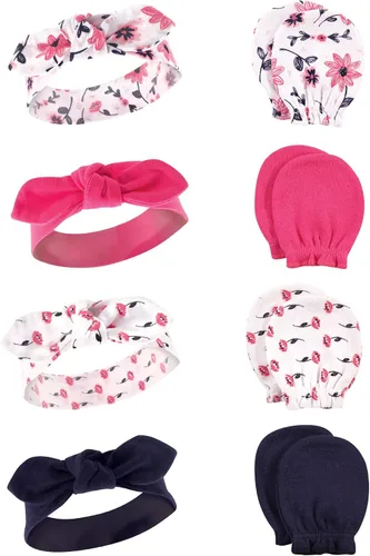 Miniatura 138 de Hudson Baby Conjunto de diadema de algodón y manoplas para rascar para bebé