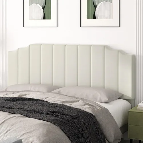 Miniatura 22 de Befurtori Cabecera Solo Tamaño King, Cabecera de Terciopelo Montada en Pared King para Cama Ajustable Cabecera Moderna Tapizada Fácil Montaje, Gris