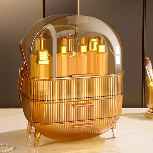 Miniatura 6 de Ergocar - Estuche de maquillaje portátil serie retro multifunción, caja de almacenamiento de cosméticos a prueba de polvo, organizador de joyas