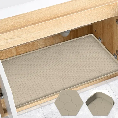 Miniatura 17 de Tapete impermeable para debajo del fregadero de 22 x 19 pulgadas, forro de silicona para gabinete, protector de goma para cocina y baño, mantiene