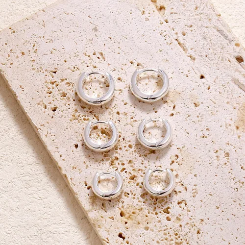 Miniatura 3 de CONRAN KREMIX Aretes de aro pequeños y gruesos de oro, ligeros, para mujeres y niñas