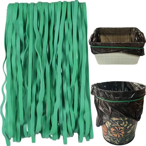 AMUU Bandas de goma grandes planas de longitud 12 pulgadas, 40 piezas, para papeleras de 8-33 galones, bandas elásticas de goma verdes resistentes