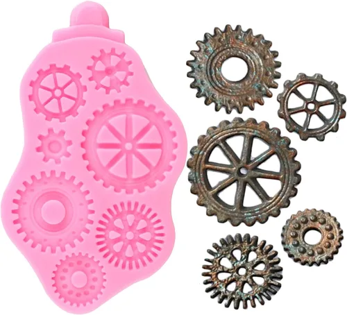 Miniatura 6 de ZiXiang Steampunk Gear - Molde de silicona para brújula, engranajes, dientes, fondant, para decoración de tartas con temática de viaje steampunk
