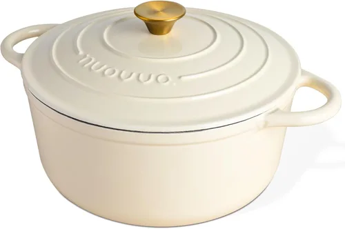 Miniatura 34 de Nuovva Olla Holandesa de Hierro Fundido Esmaltado con Tapa – Cazuela Antiadherente de 6.4 Cuartos – Resistente y Apta para Horno hasta 500°F