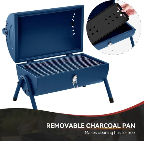 Miniatura 8 de Royal Gourmet CC1015B - Parrilla de carbón portátil, área de cocción de 147 pulgadas cuadradas, con cuatro rejillas de ventilación, hebilla